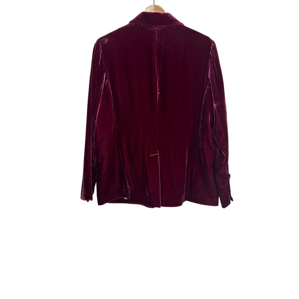 Sundance Velvet Blazer Womens 12P Burgundy Wine Boho Holiday Western Jacket - Picture 7 of 10